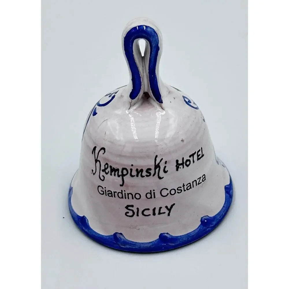 Pottery Signed Bell Italian Ceramic Majolica Hand Painted Giardino di Costanza